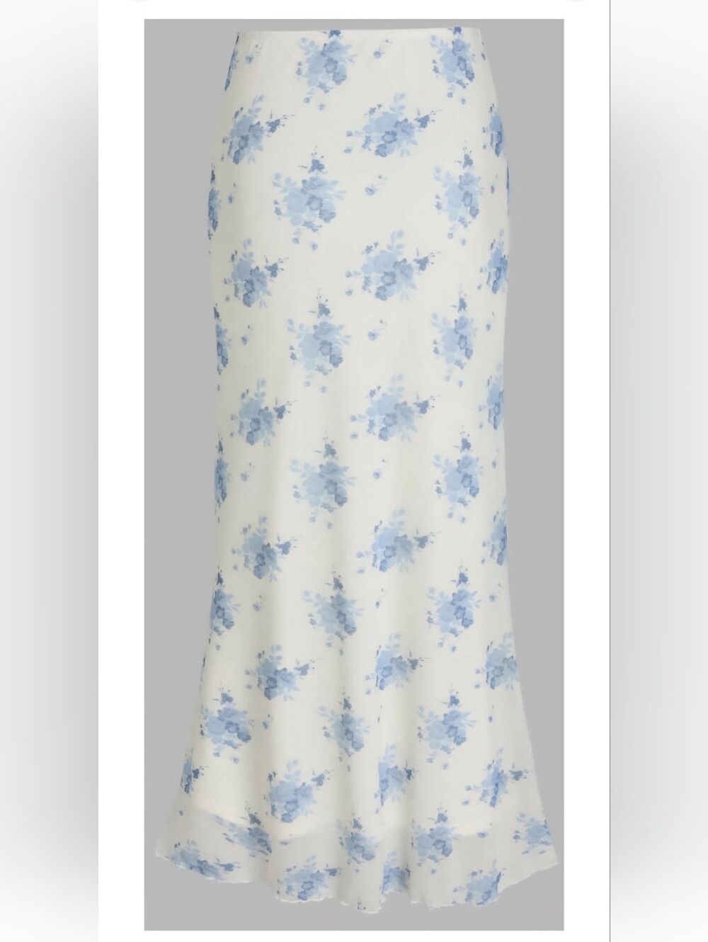 Cider Maxi Skirt Floral Mesh Cream/blue Sz S Romantic Y2K Coquette Lettuce Hem